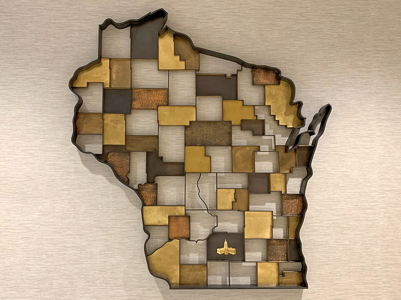 Wisconsin wall art displayed in the Hill Farms State Office Building.